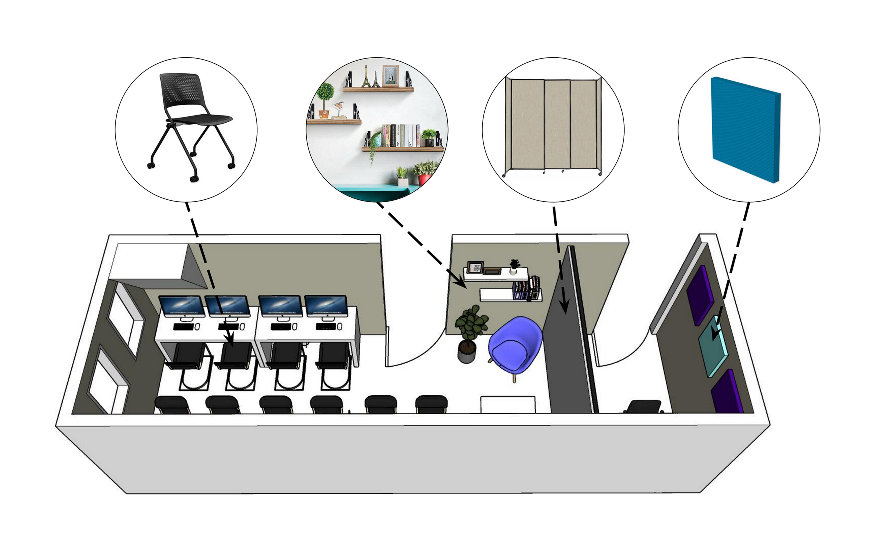 View 2 of the classroom rendering.