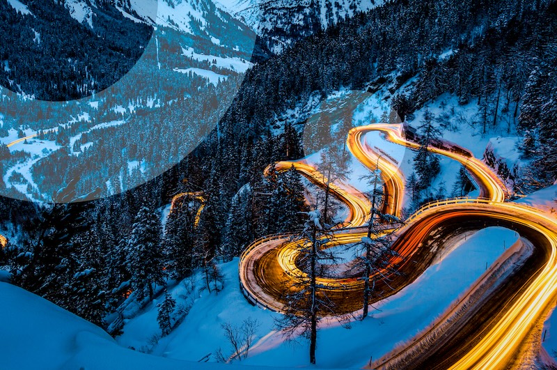 A road winding through the mountains