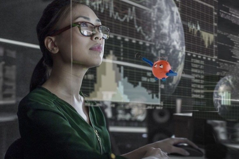 Woman working on a computer