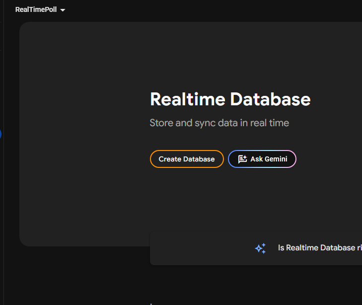 Creating a realtime database step 2