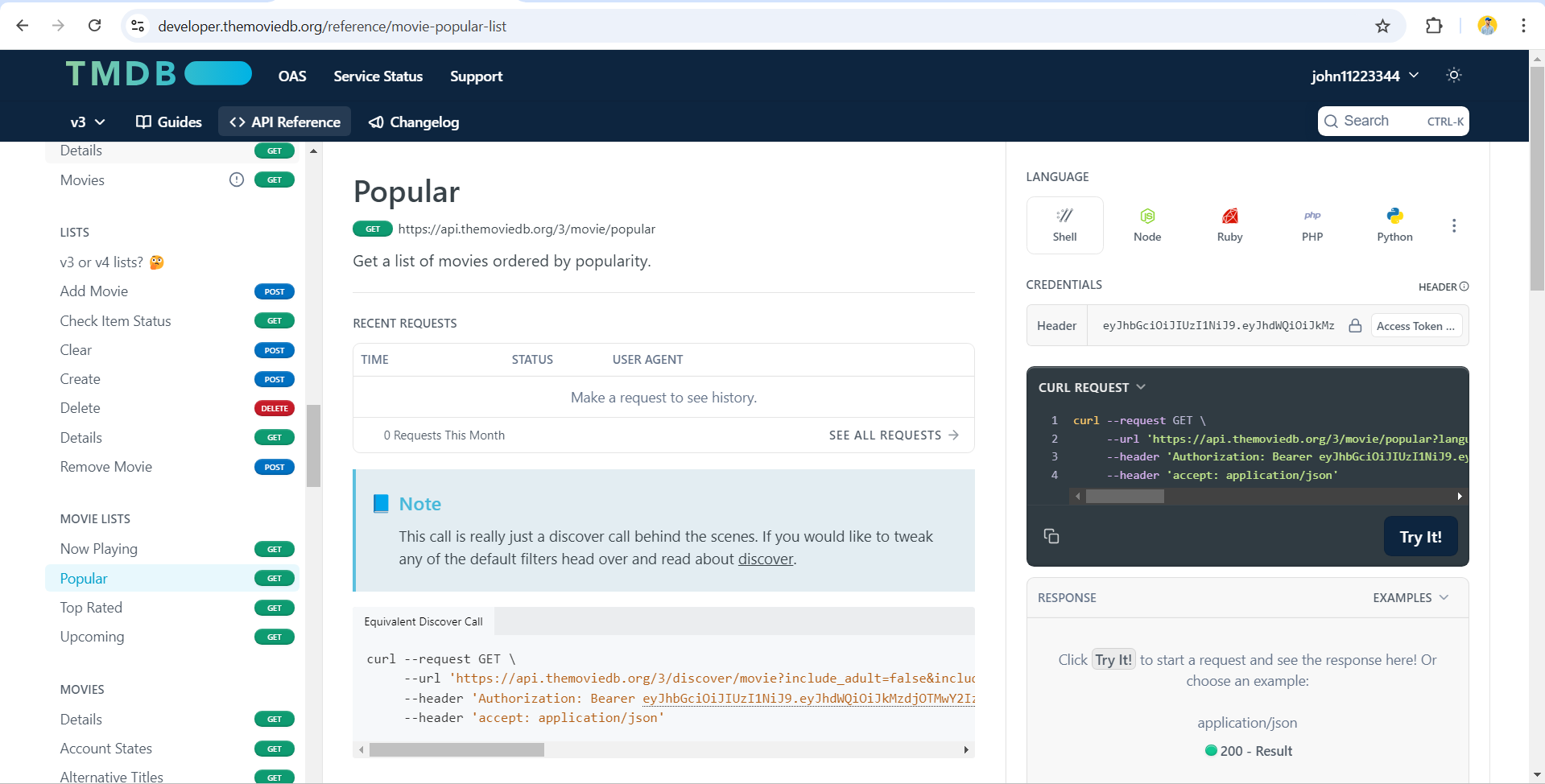 TMDB Popular endpoint