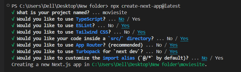 Setting up NextJS app