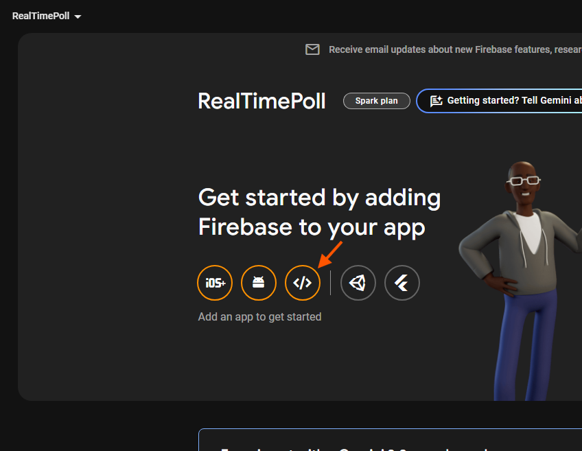 Create a new firebase app in the project