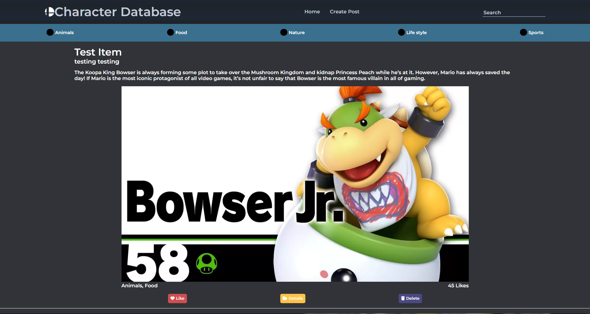 Smash Character Database