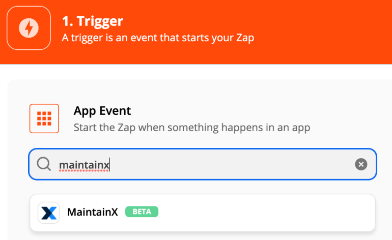 search for maintainx in zapier