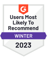 G2 Users Most Likely to Recommend (Winter 2023)