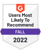 G2 Users Most Likely to Recommend (Fall 2022)