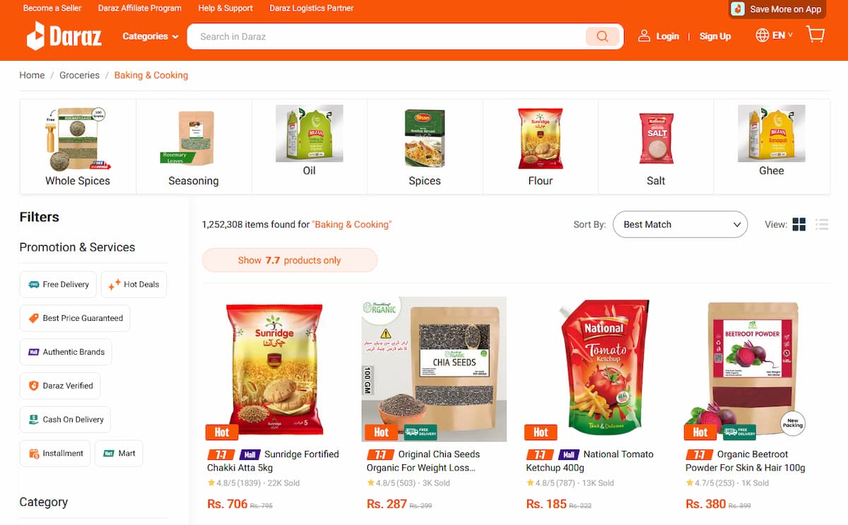 wide selection of groceries you can purchase using a daraz egift card from ding