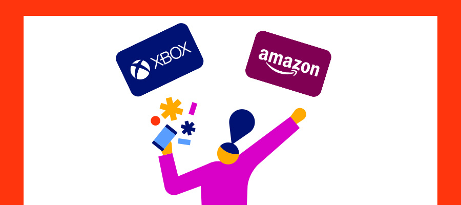 Ding logo and Amazon and Xbox cards
