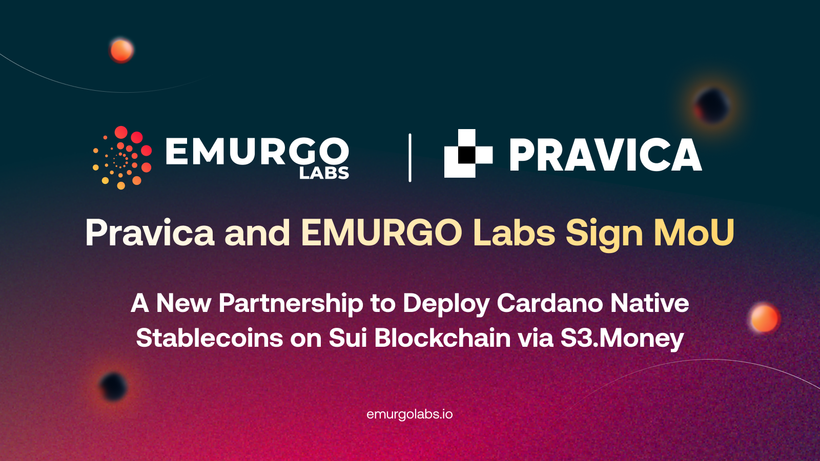 Pravica and EMURGO Labs Sign MoU to Deploy Cardano Native Stablecoins on Sui Blockchain via S3.Money