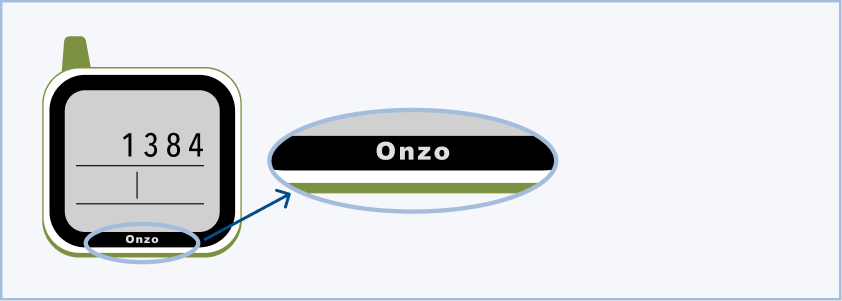 An Onzo smart energy monitor in-home display. A screen says '1384'. Under the screen is the word 'Onzo'.