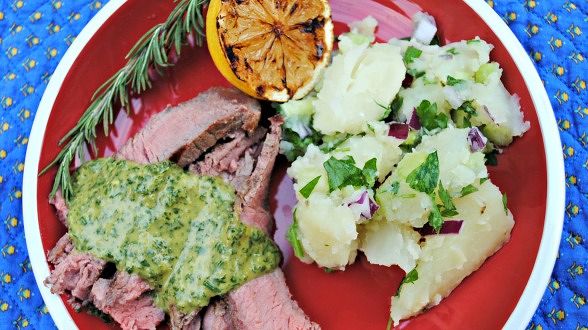 Bistecca Fiorentina with Parsley Sauce for Steak and Warm Potato...