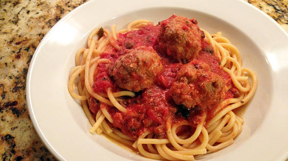 Big Beef Meatballs with Bucatini