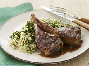 Lamb Chops with Spinach Rice Pilaf