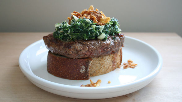 Creamed Spinach Fork-and-Knife Burgers