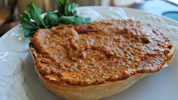 Spaghetti Squash with Romesco Sauce