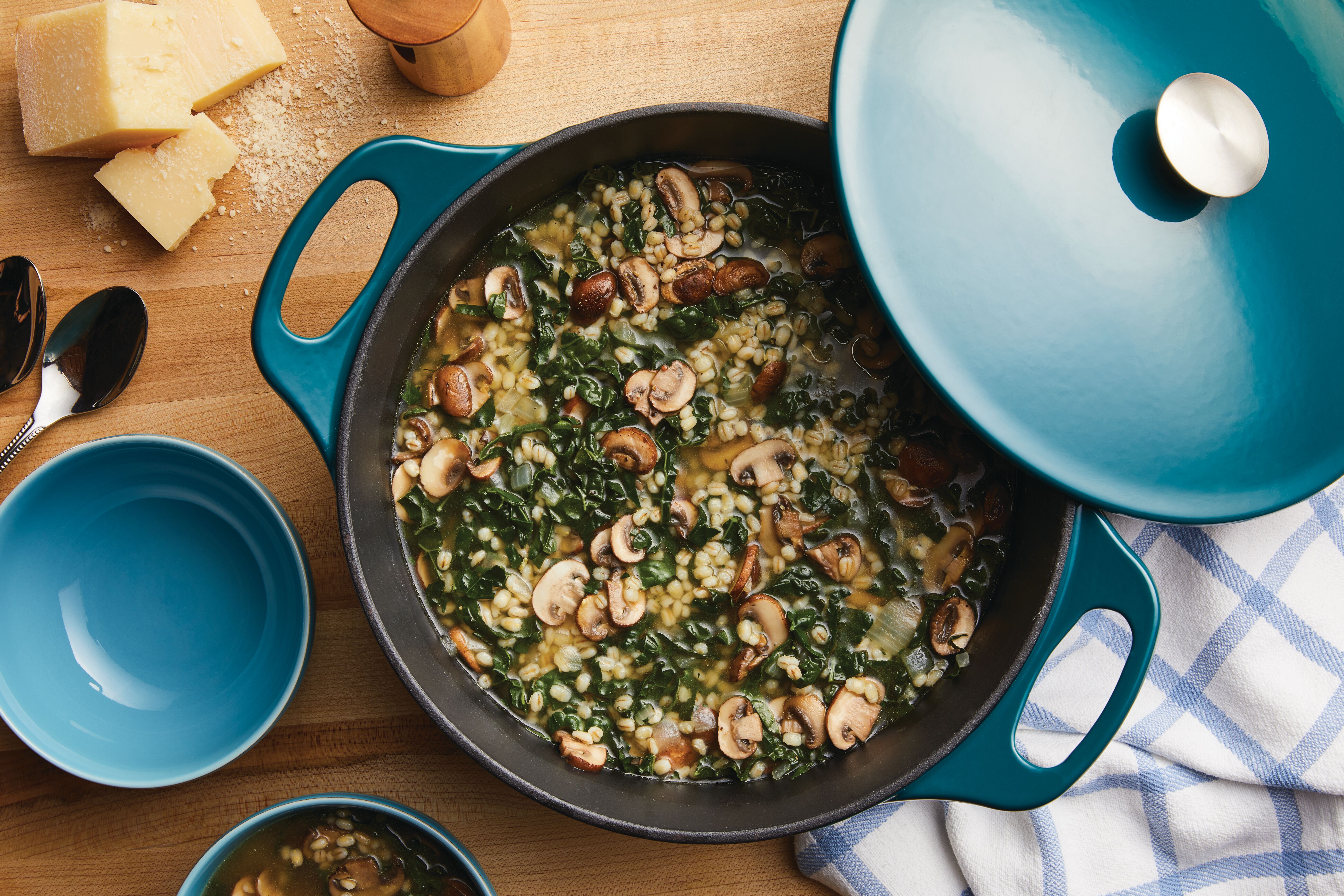 Mushroom-and-Kale Barley Soup