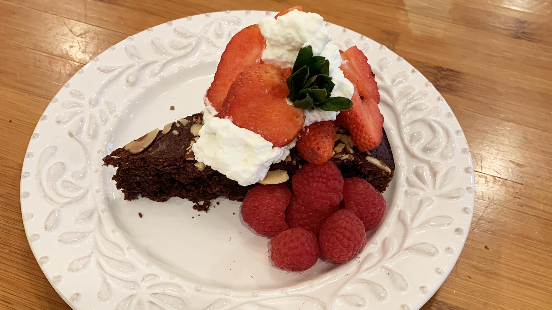 Chocolate Almond Torte With Berries | Rachael's Sister Maria