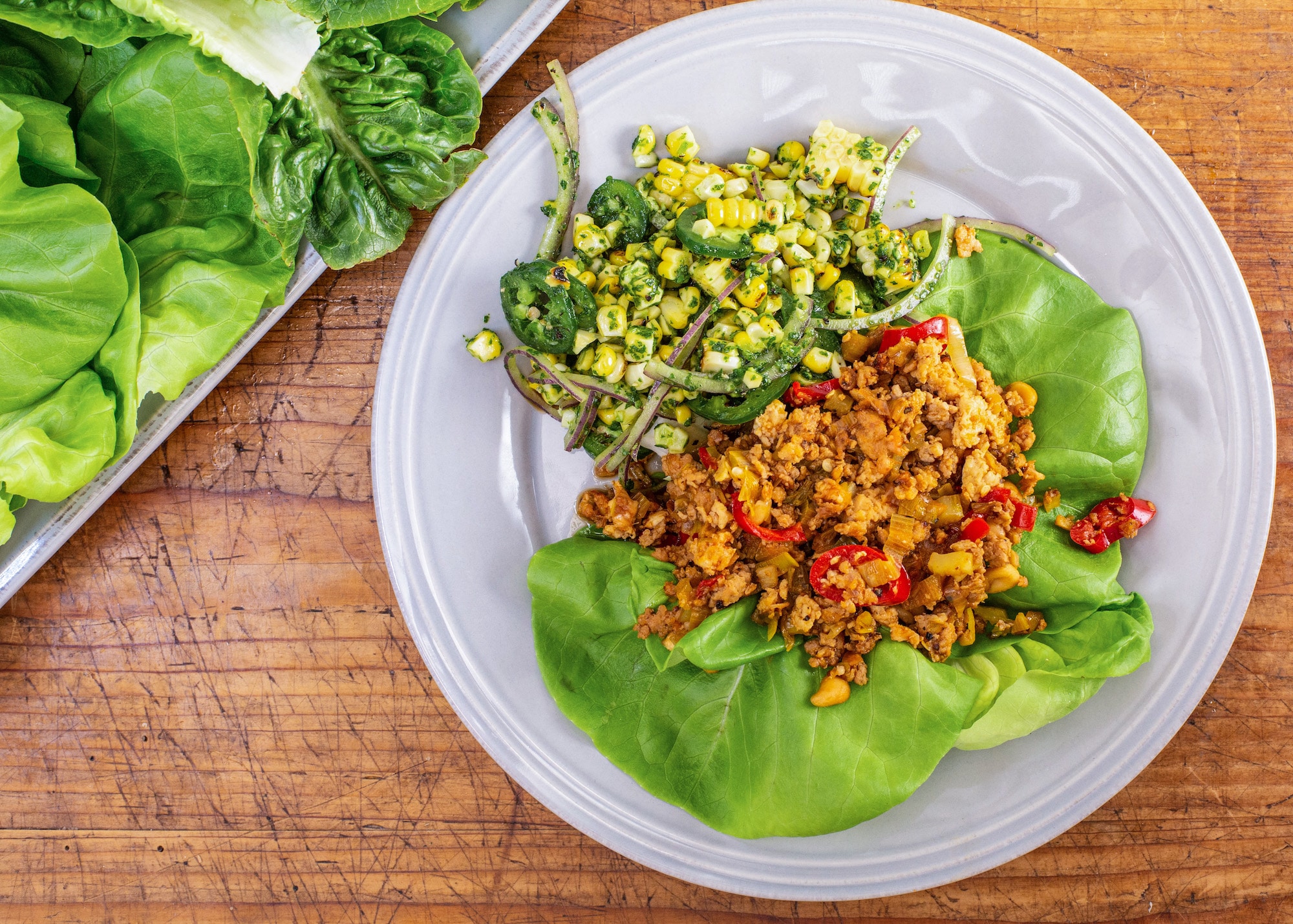 Rachael's Hot Honey 'n' Peanut Chicken Lettuce Wraps and Griddled...