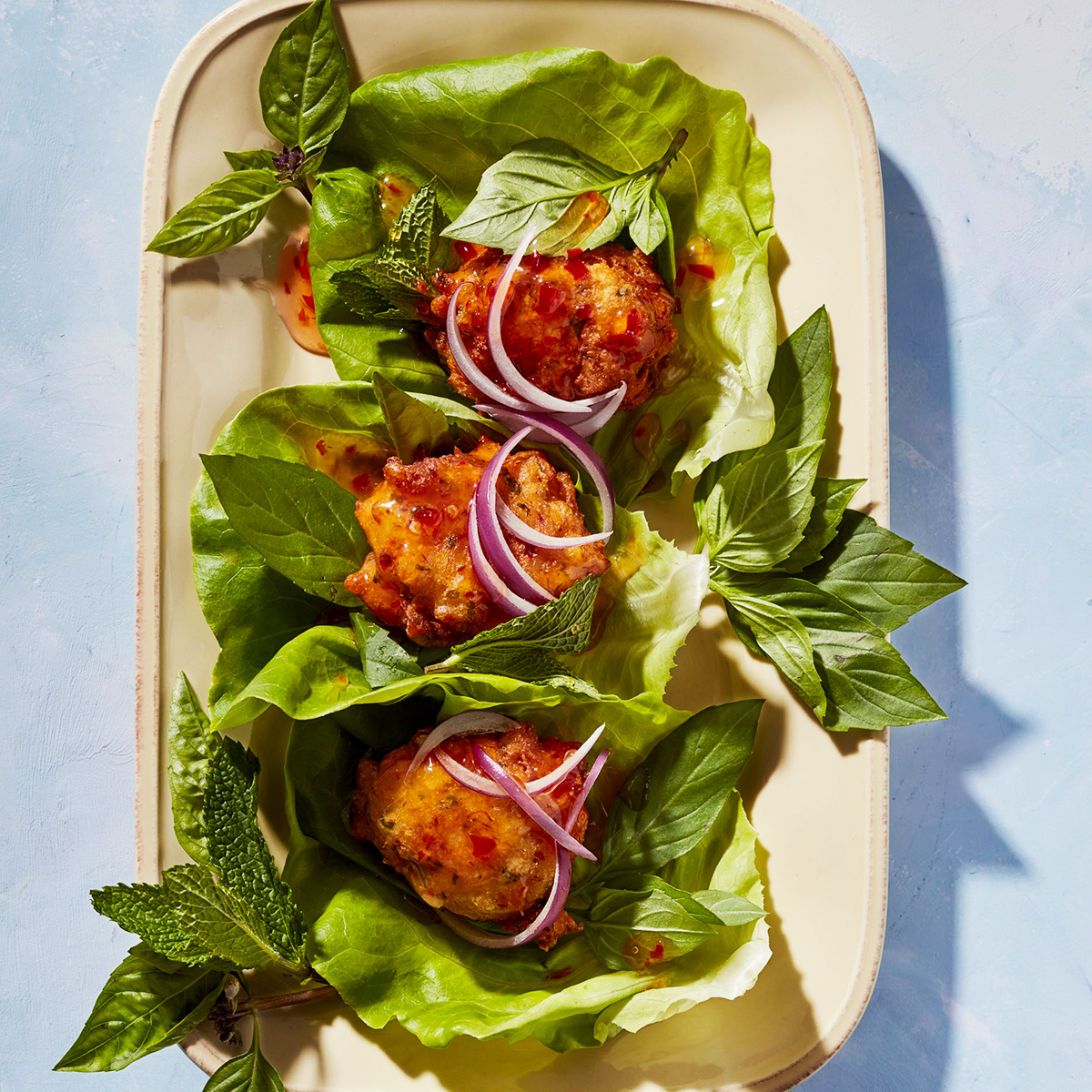 Thai Corn And Crab Fritter Lettuce Wraps