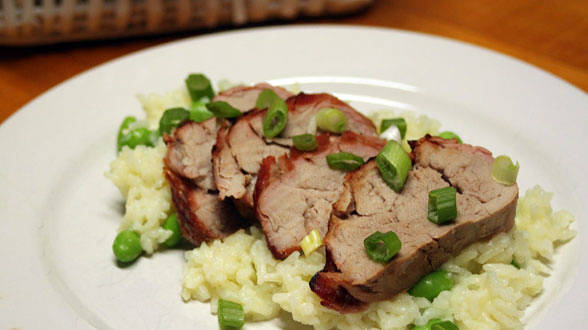 Teriyaki Pork with Edamame Scallion Rice