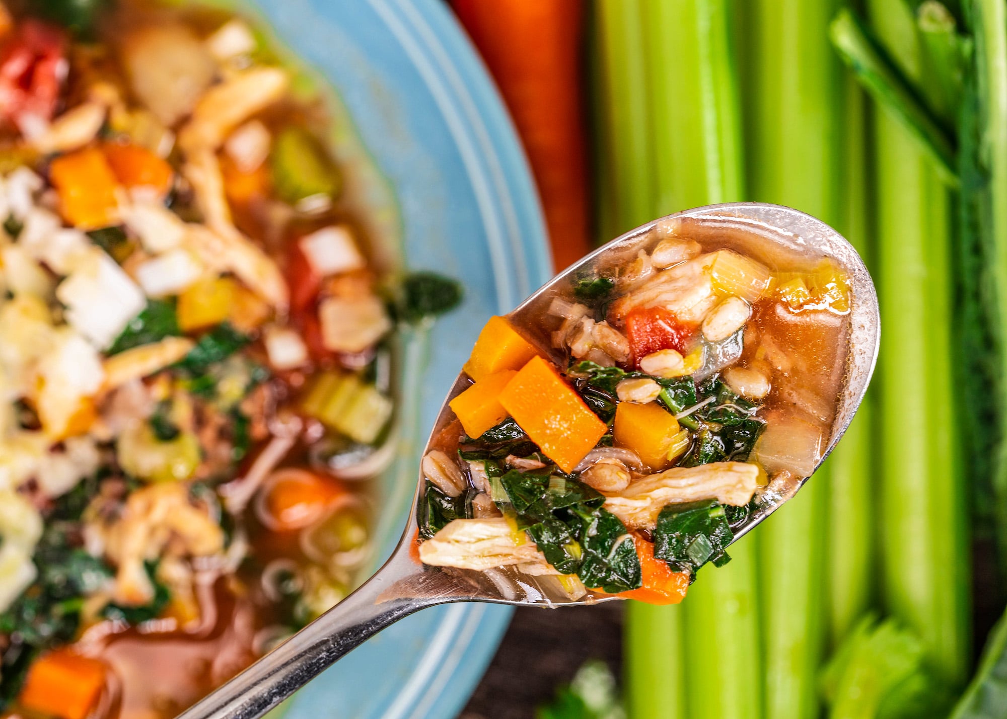 Rachael's Chicken, Sausage and Farro Soup