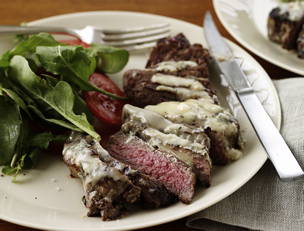 Tenderloin Steaks with Gorgonzola and Herbs and Roasted Garlic and...