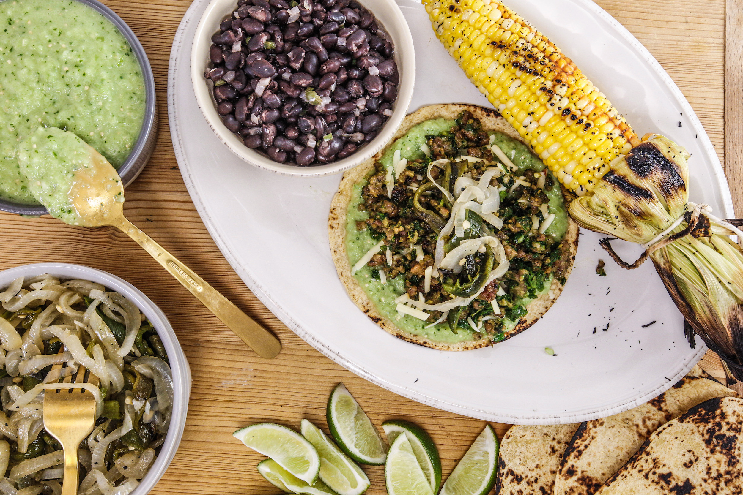 Rachael's Pork Tacos with Poblanos and Raw Green Salsa