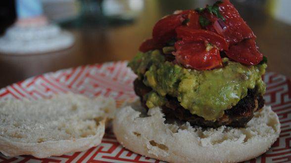 Turkey Taco Burgers with Guacamole and Fresh Tomato Salsa