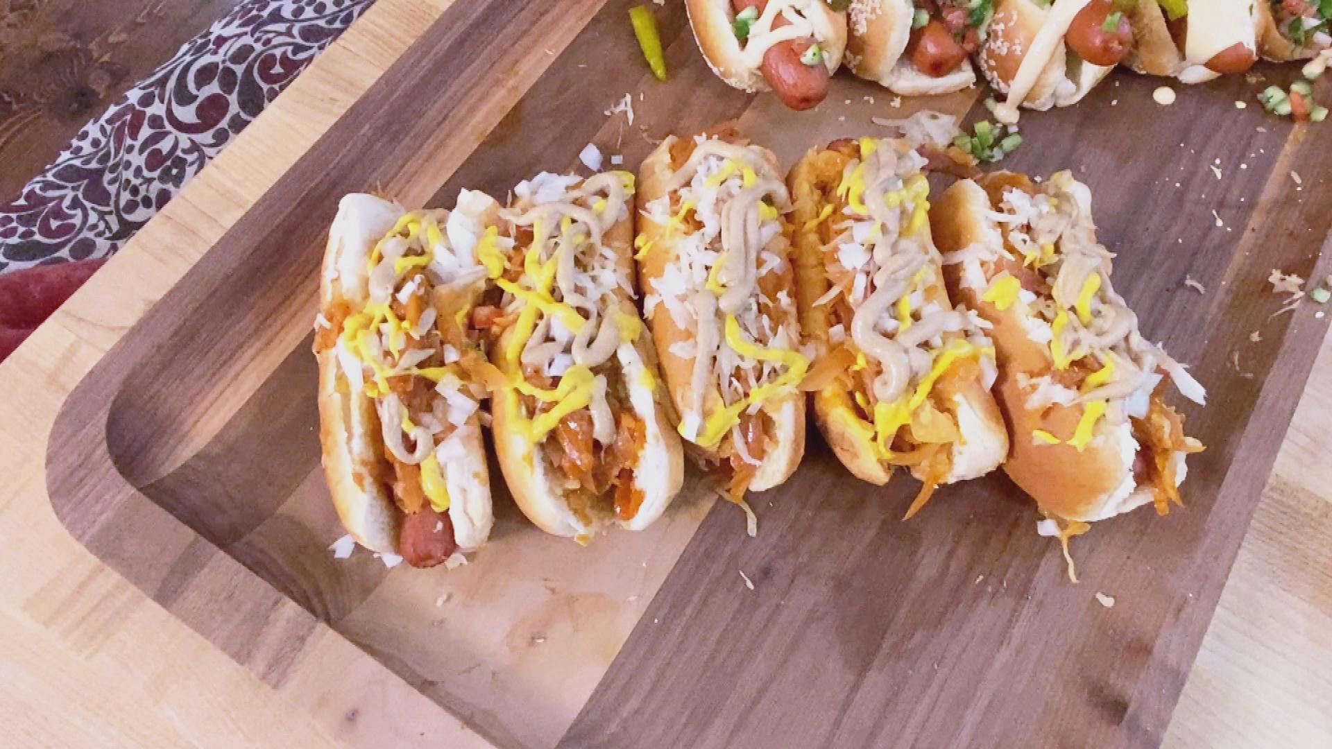 NYC Dogs With Sabrett's-Style Onion Sauce + Sauerkraut