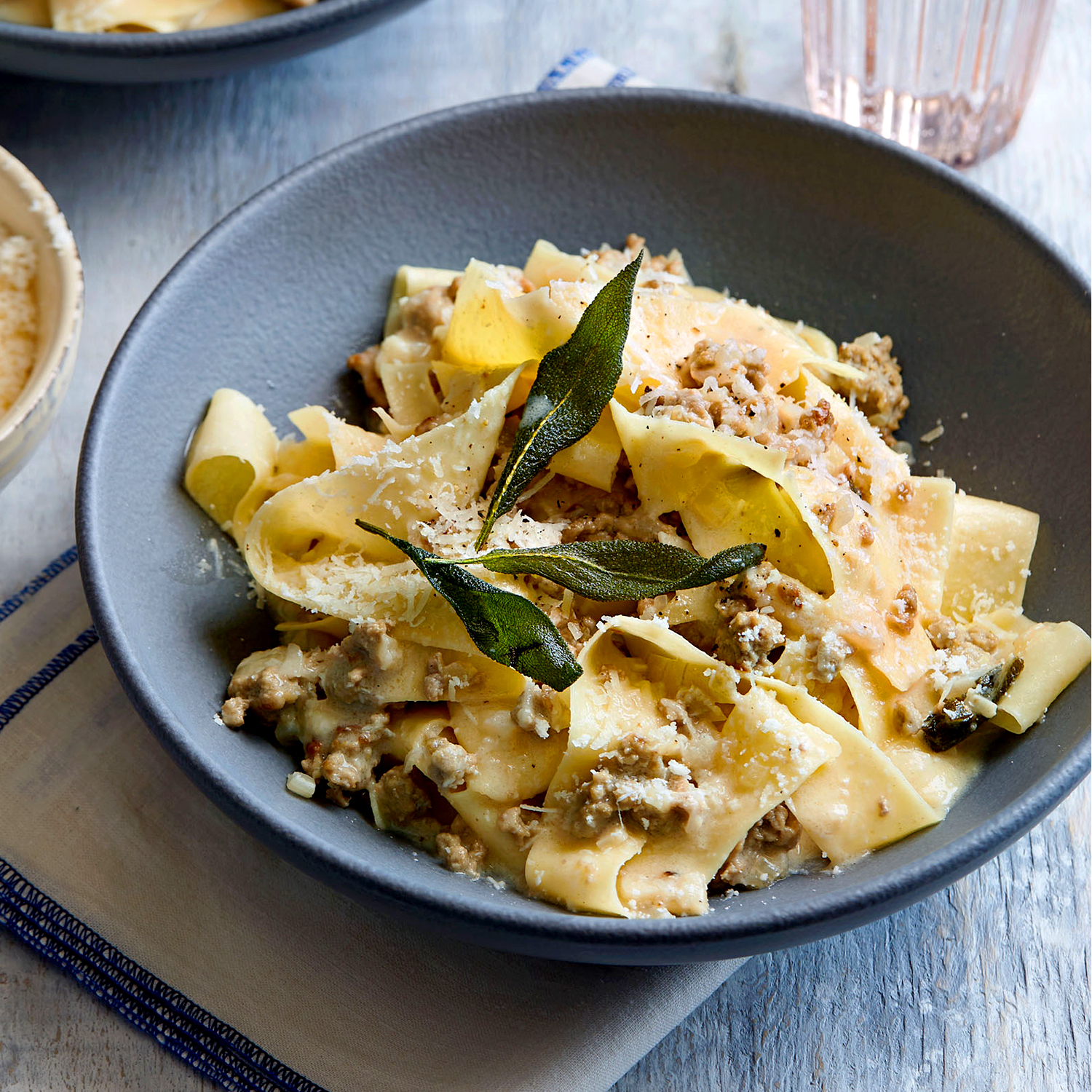 Pappardelle with Brown Butter Meat Sauce & Crispy Sage Recipe | Rachael Ray