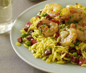 Sunset Orzo with Spanish Shrimp