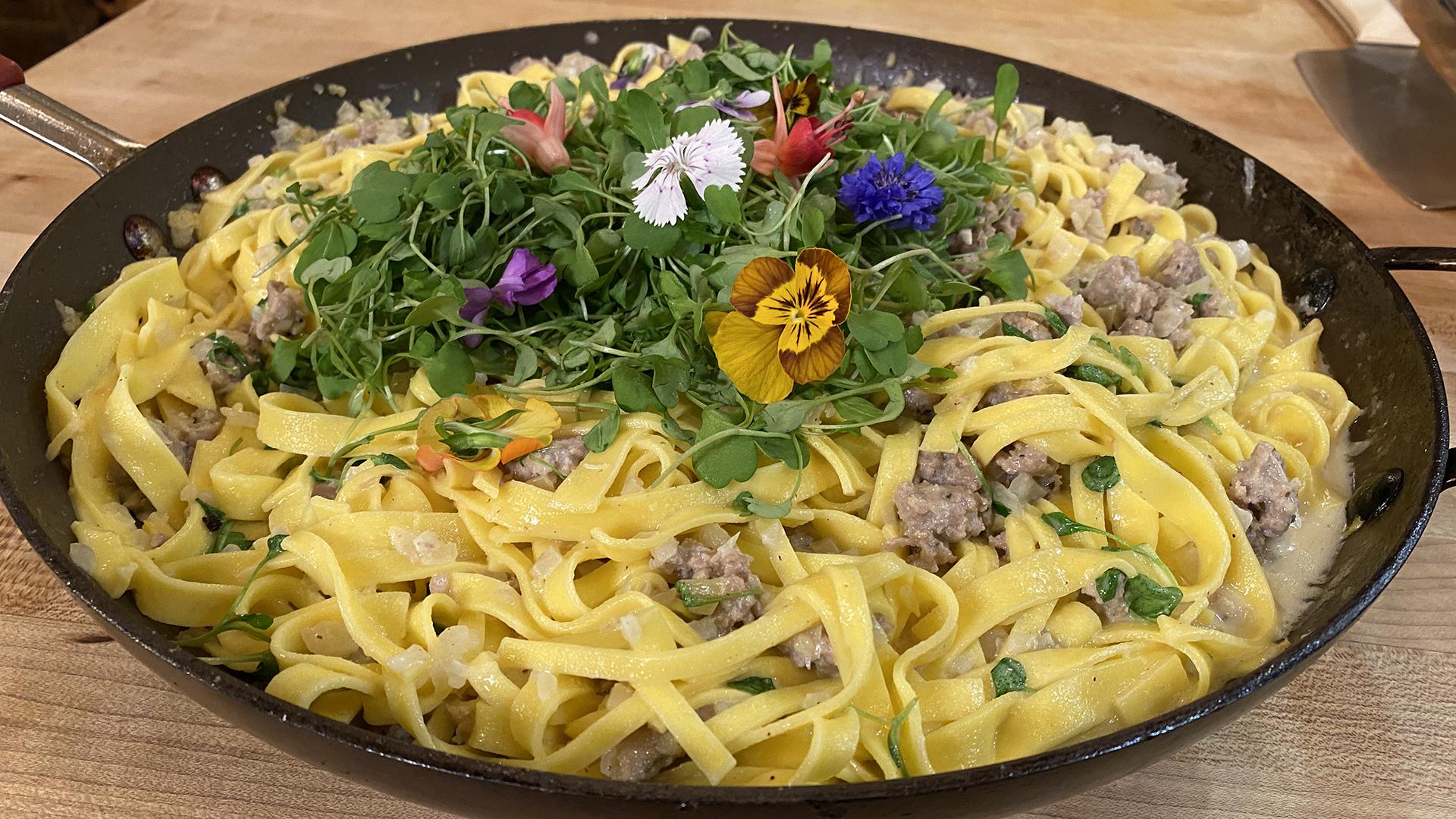 Sausage, Fennel, Lemon and Arugula Tagliatelle