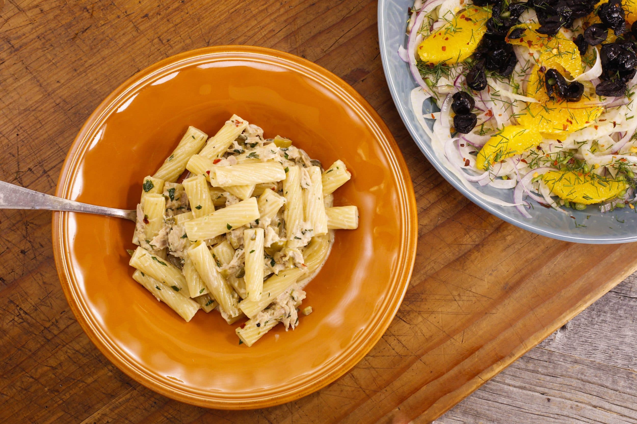 Creamy Sicilian Ziti With Tuna Capers And Green Olives Recipe Rachael Ray