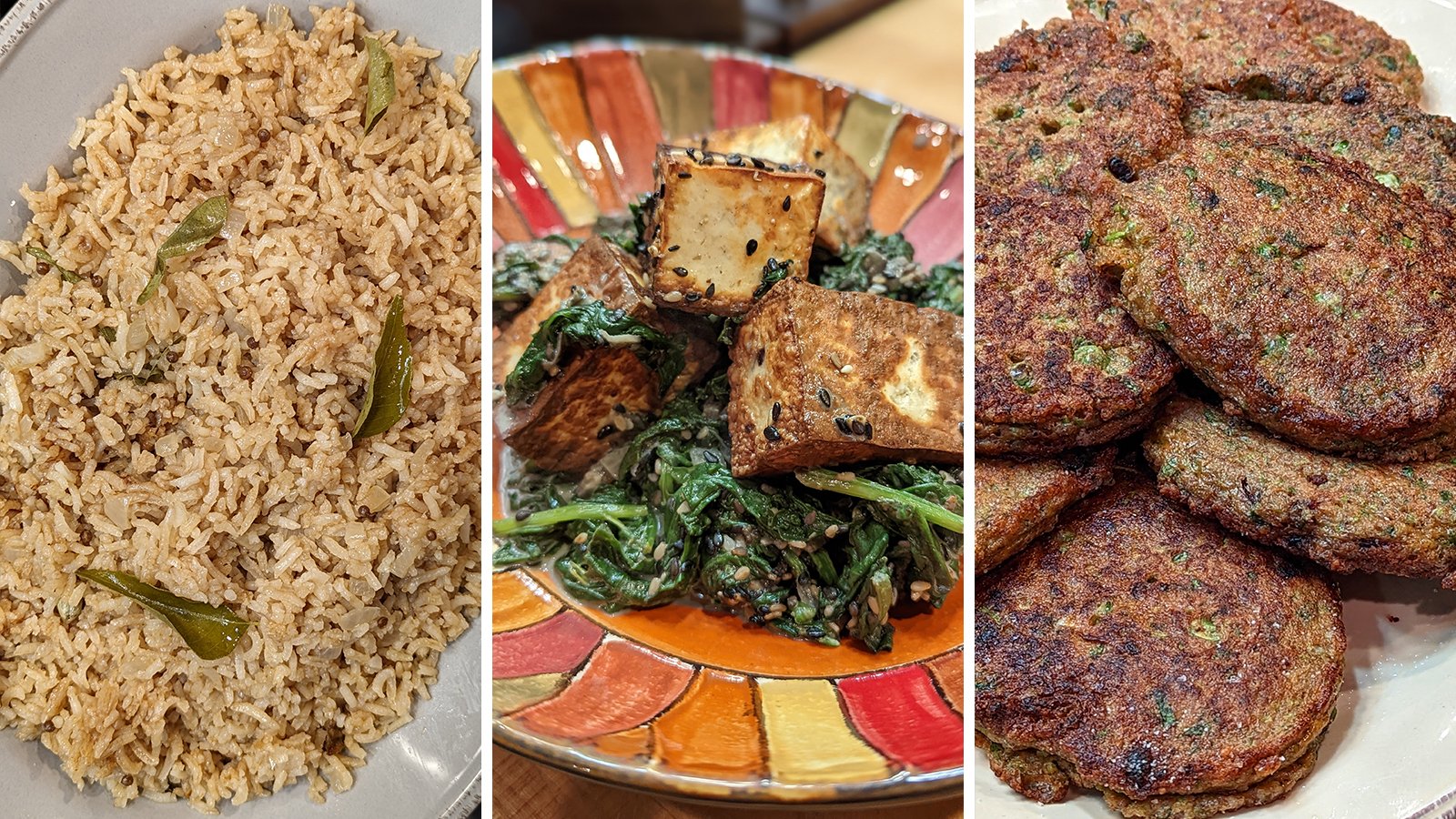 Vegetarian Brunch: Indian-Style Pea Fritters, Saag Paneer and Spiced Rice