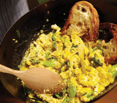 Gently Scrambled Eggs with Wild Vegetables