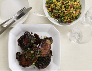Five-Spice Barbecued Pork Chops with Asian-Style Succotash
