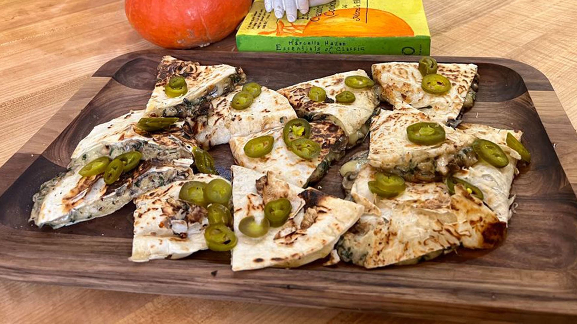 Creamed Mushroom and Spinach Quesadillas