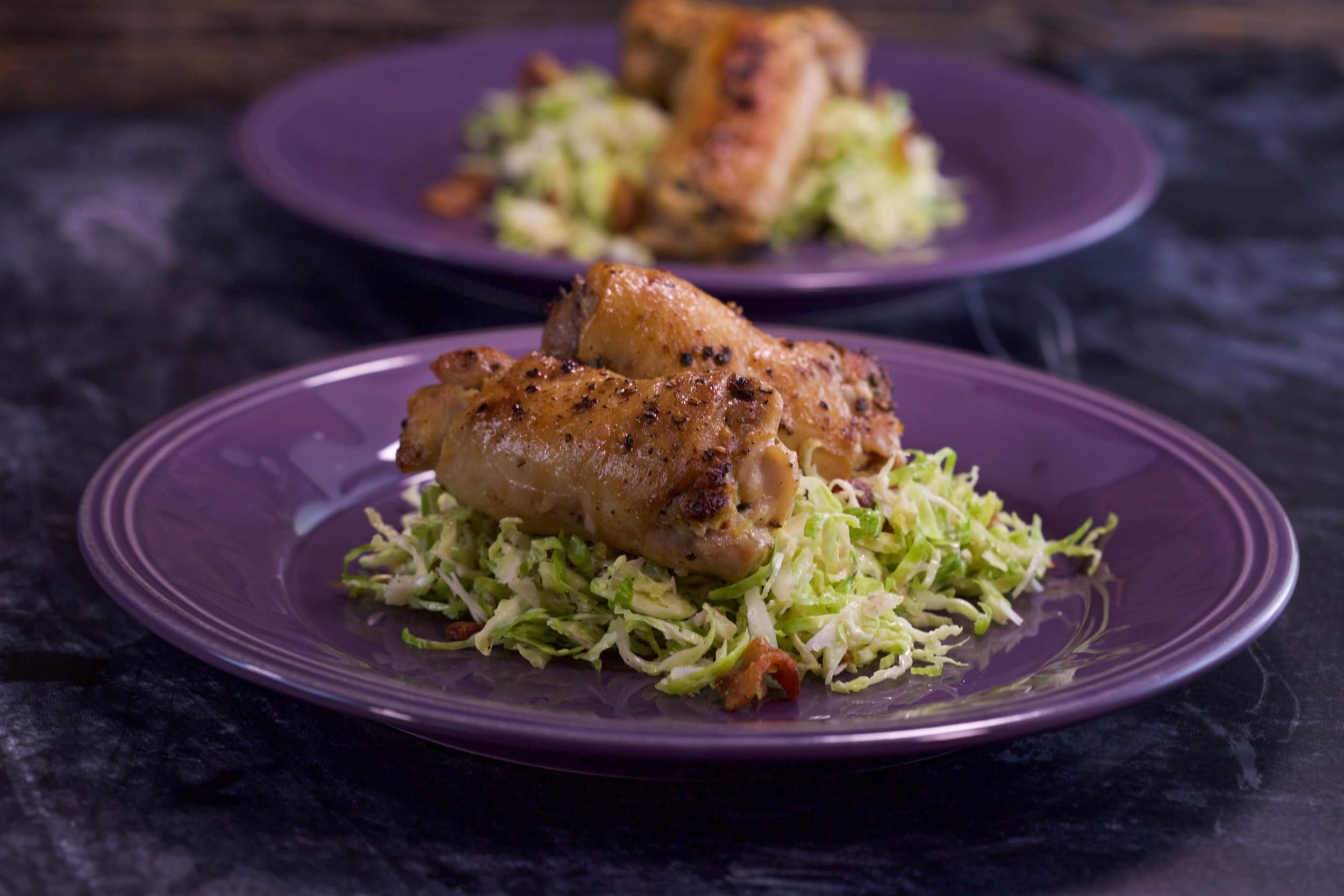 Garlic and Sage Chicken Thighs and Brussels Sprout Salad