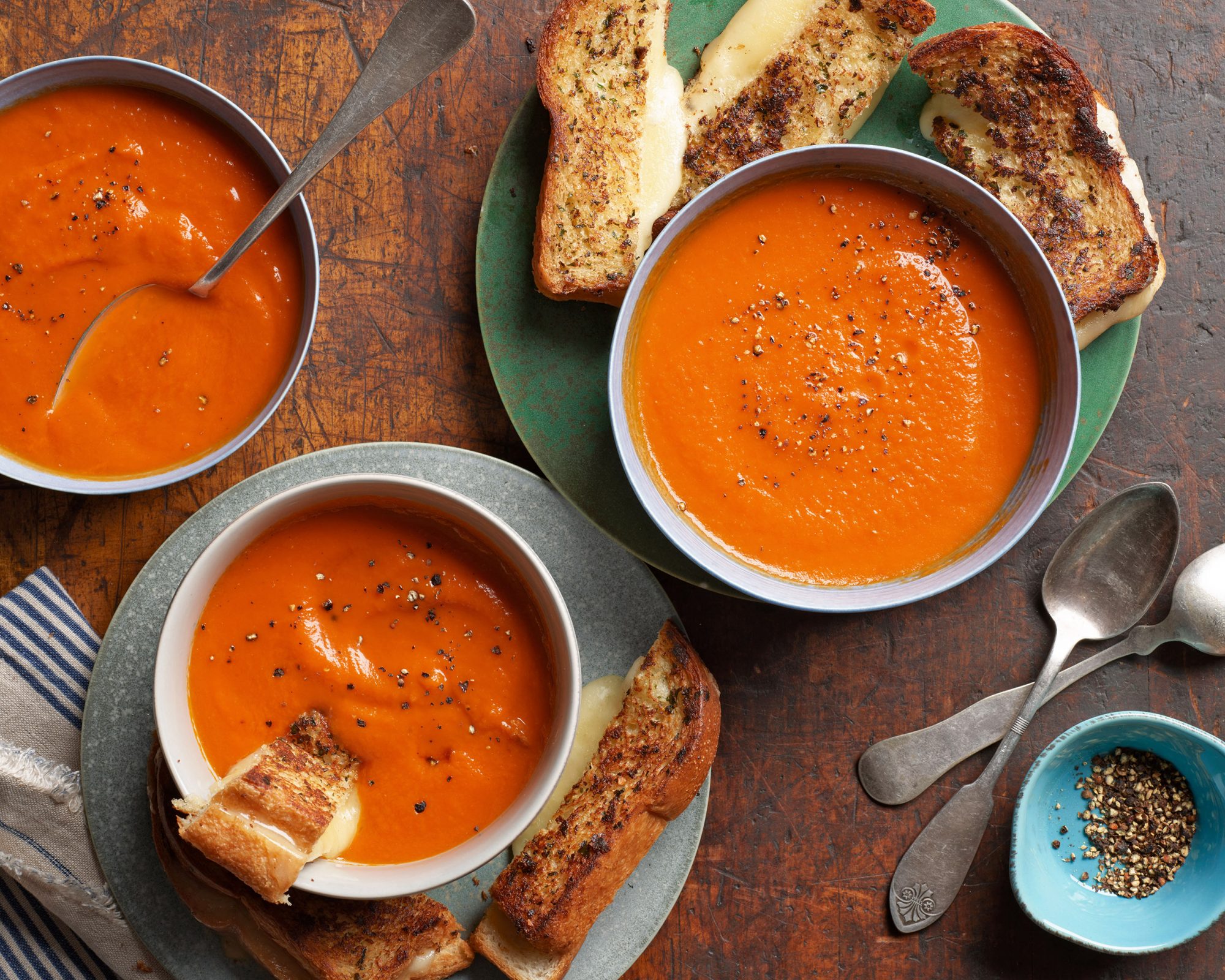 Tomato-Fennel Soup with Parm-Crusted Grilled-Cheese Soldiers
