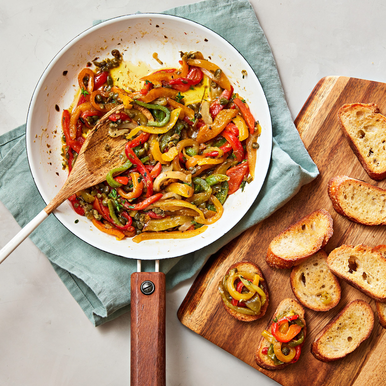 Roasted Red Pepper & Caper Crostini