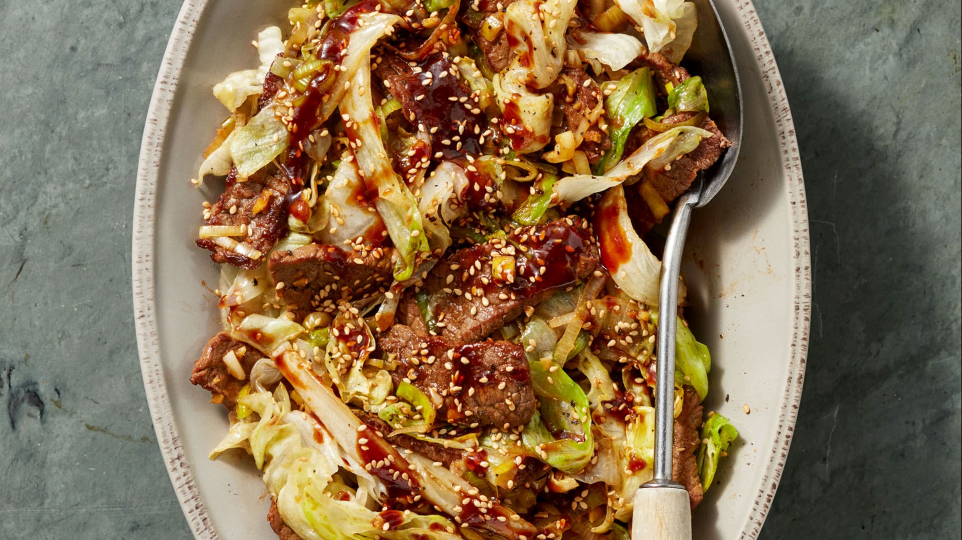 Beef Stir-Fry with Ginger, Leeks & Salt-and-Pepper Iceberg Lettuce