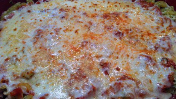 Tomato, Basil and Cheese Baked Pasta