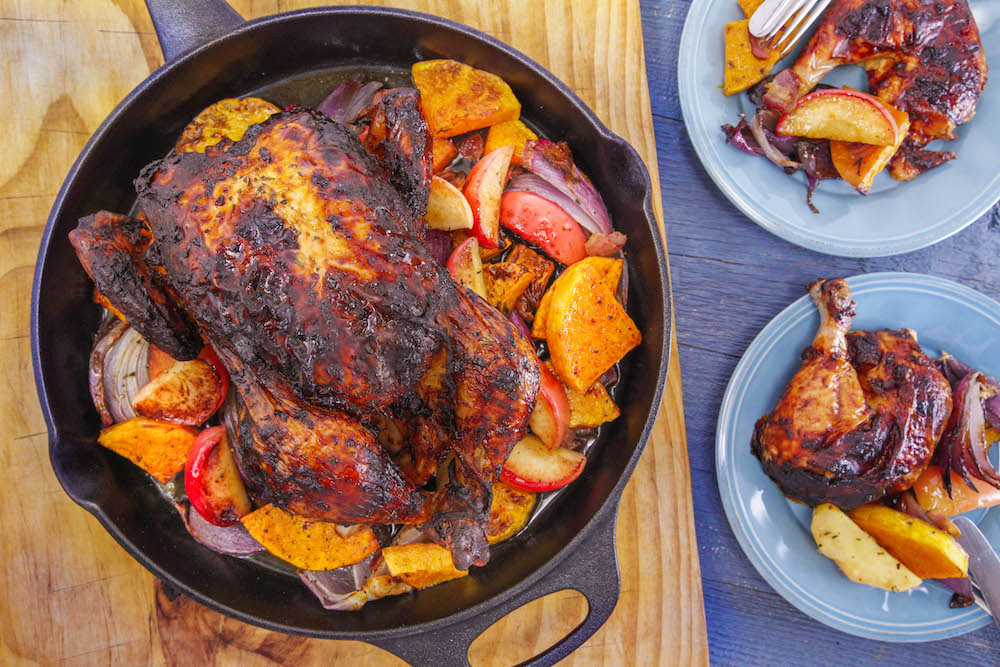 Sweet 'n Spicy Chipotle Skillet Chicken with Bacon, Butternut, Red...