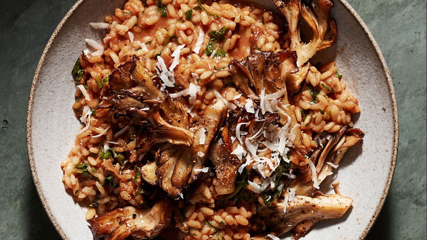 Rachael Ray's Red Wine Risotto with Kale & Mushrooms