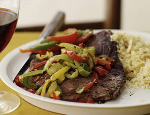 Lamb Steaks With Four Peppers and Nutty Couscous