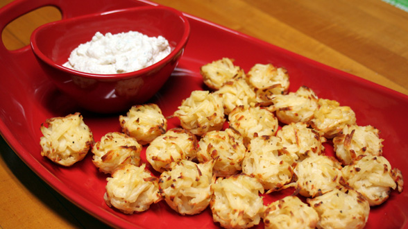 Mini Muffin Potato Tots with Horseradish Sauce