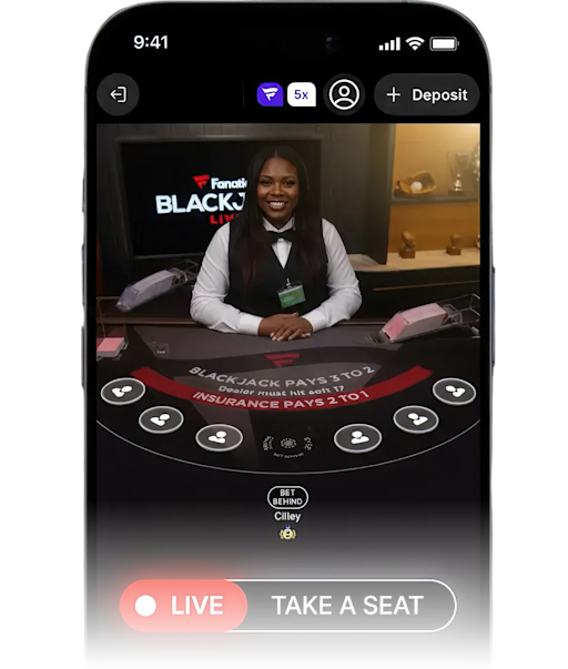 Live dealer blackjack game on Fanatics Casino with real-time gameplay