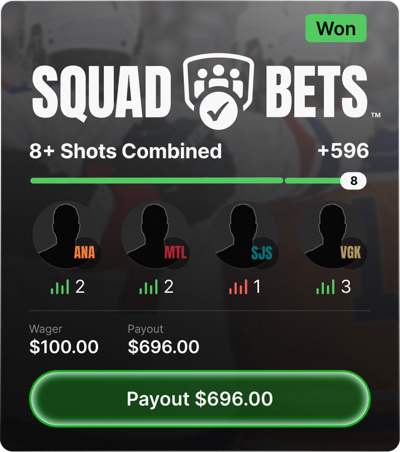 Fanatics Squad Bets combining player props into one winning hockey parlay