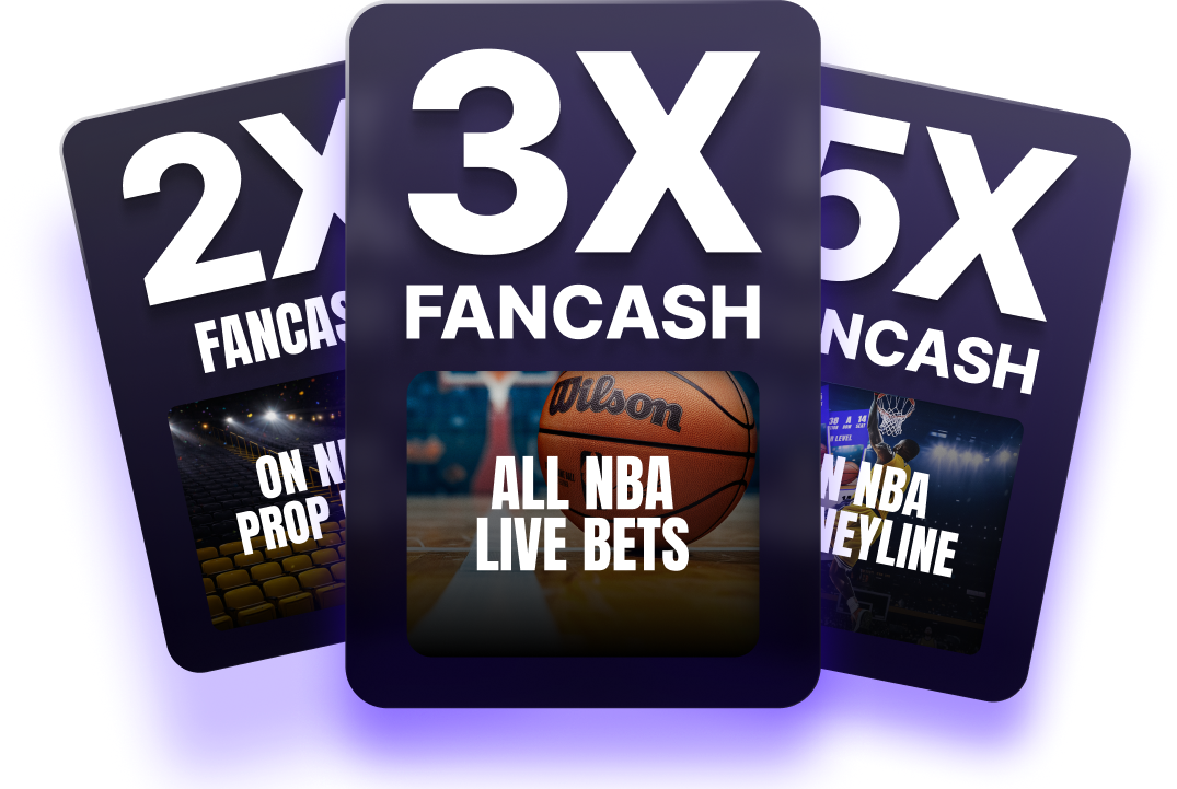 Basketball players competing during a live game with FanCash rewards available on sportsbook wagers.